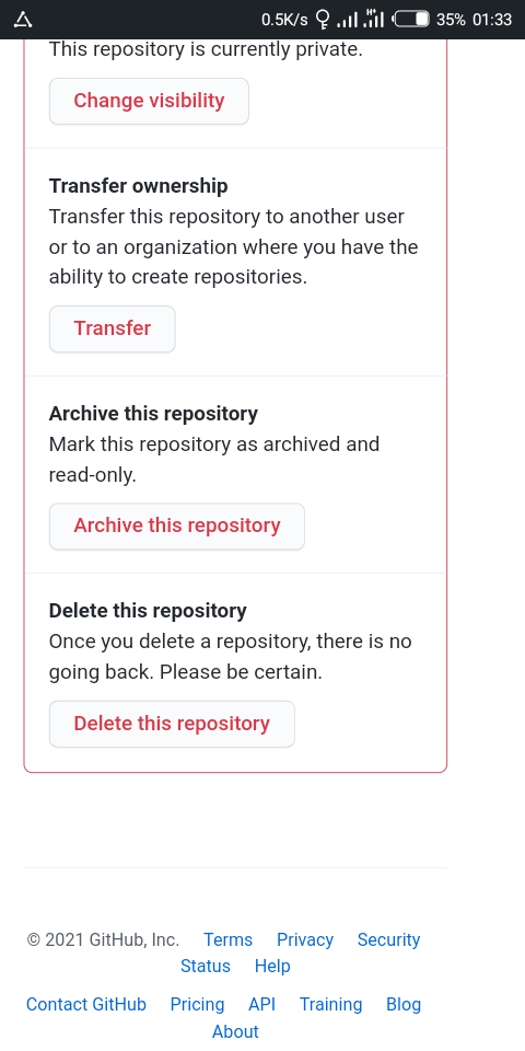 Github Repo settings